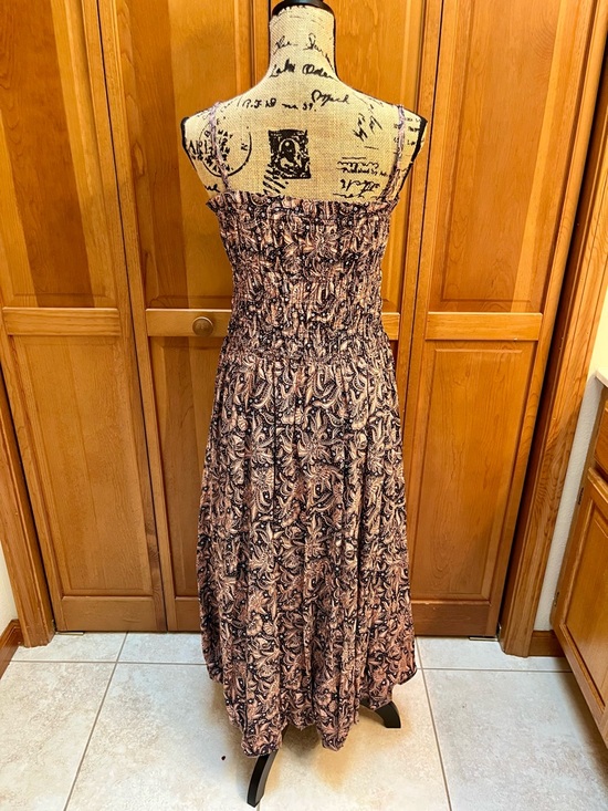 Madewell Brown Floral Smocked Midi Dress - Picture 4 of 4